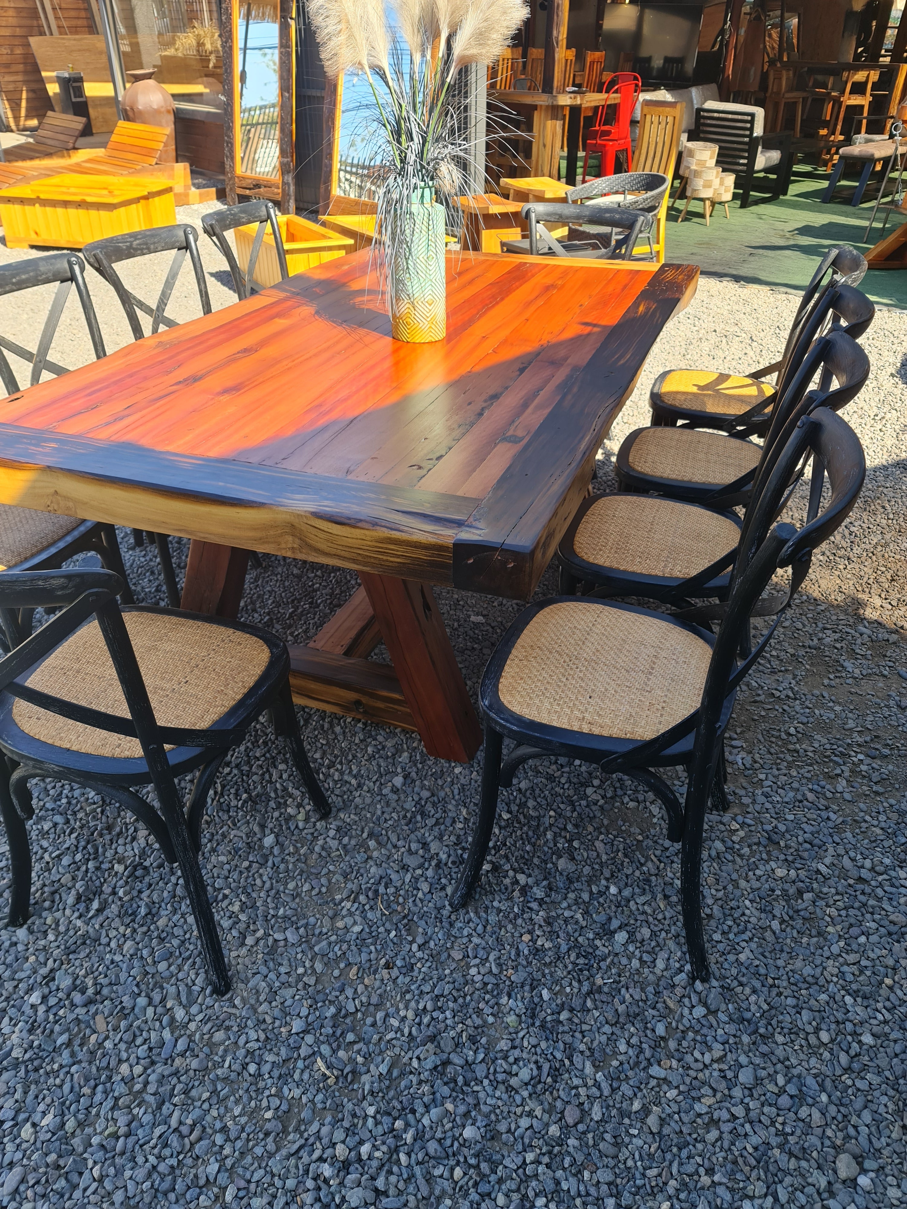 Juego de comedor de roble + sillas retro
