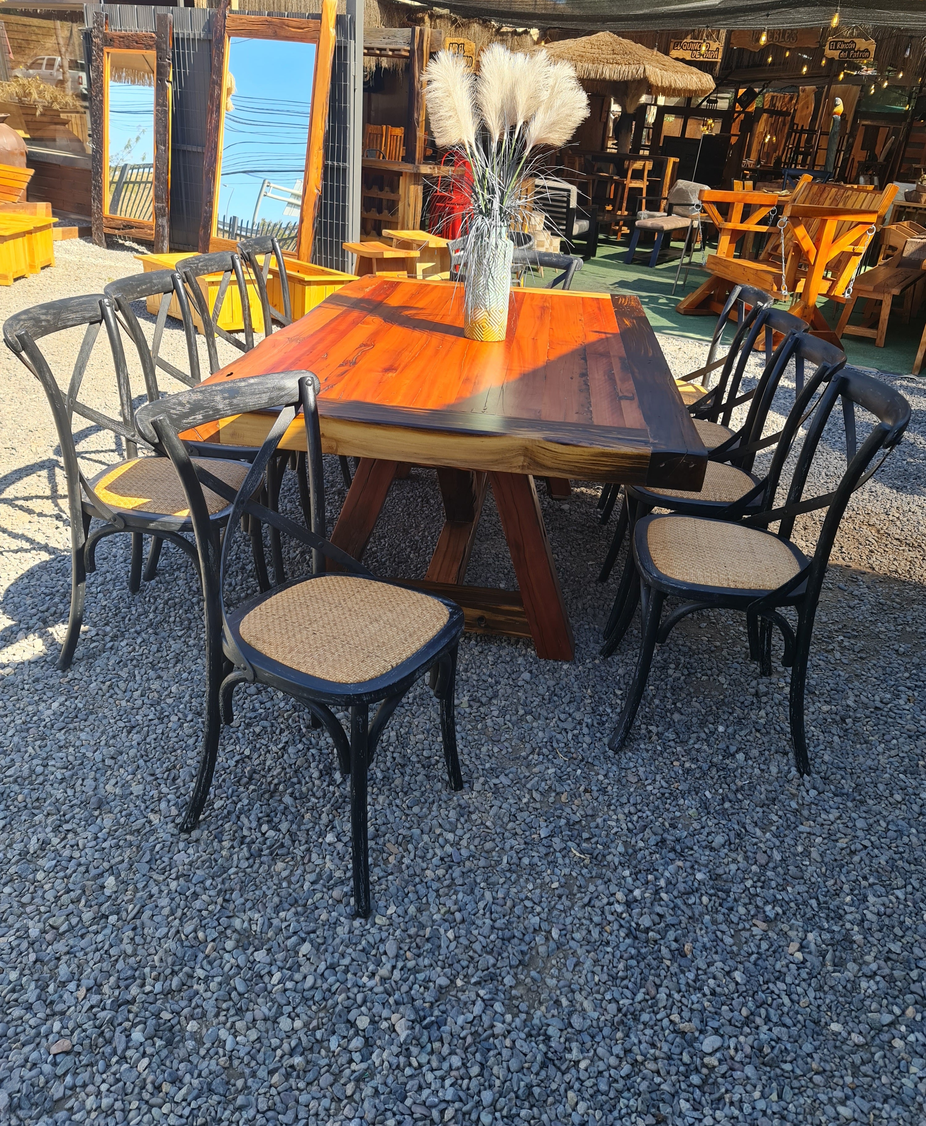 Juego de comedor de roble + sillas retro
