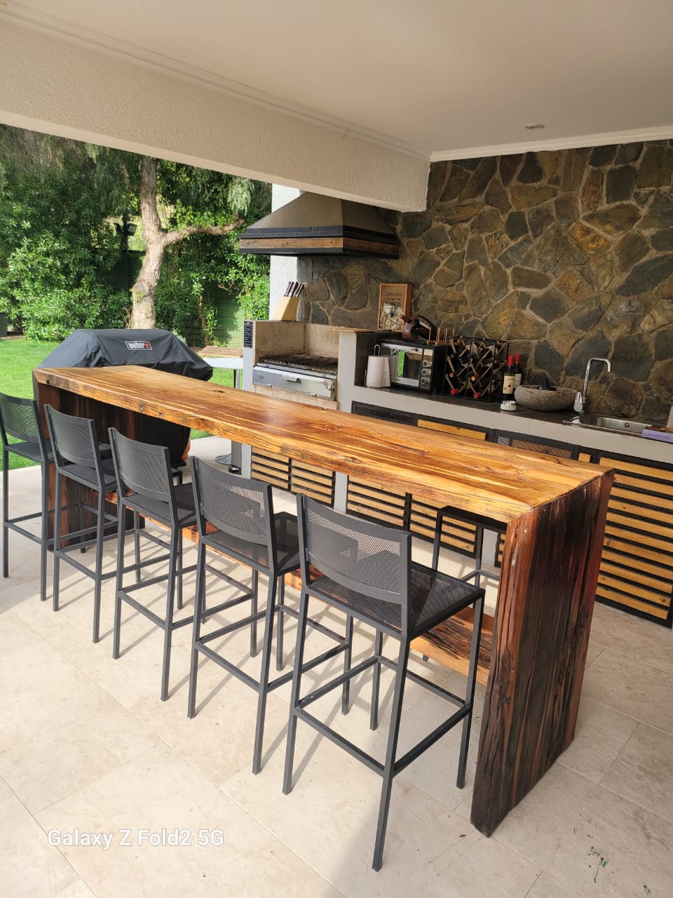 Mesa de Barra Rústica de Madera Maciza