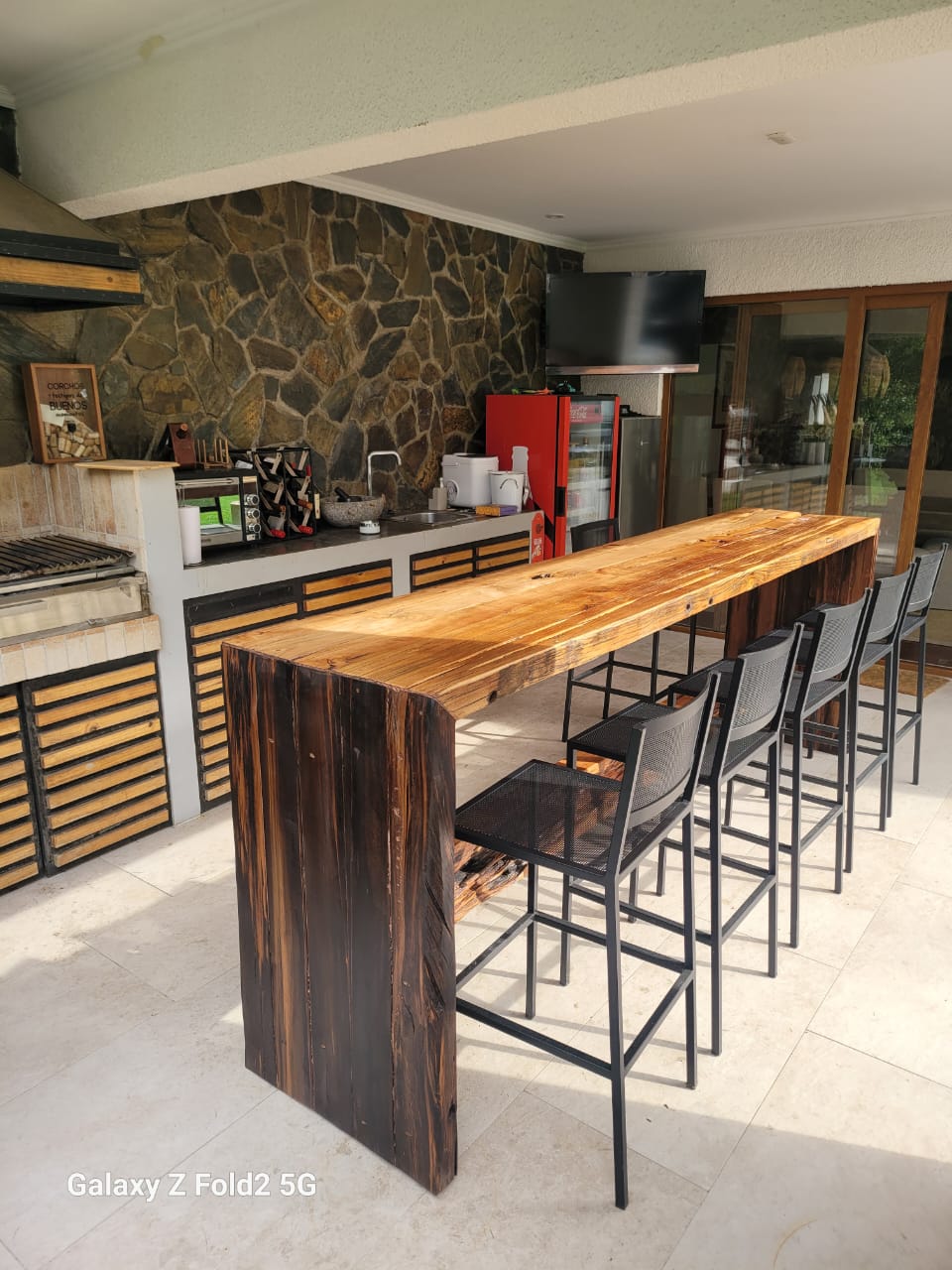 Mesa de Barra Rústica de Madera Maciza